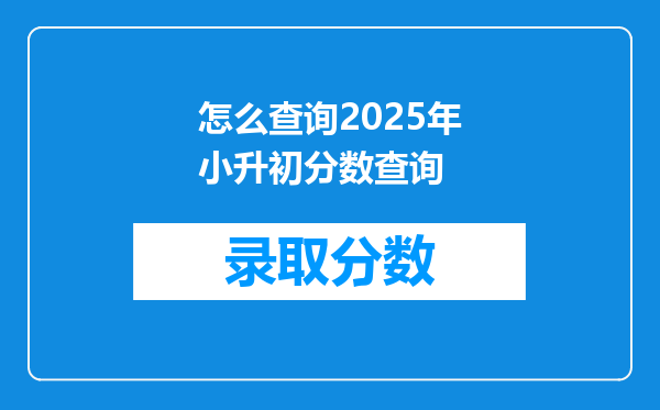 怎么查询2025年小升初分数查询