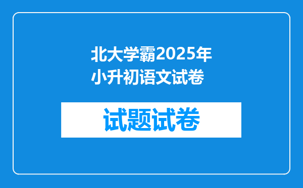 北大学霸2025年小升初语文试卷