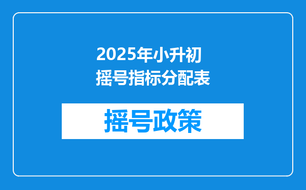 2025年小升初摇号指标分配表