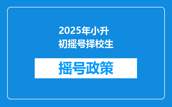 2025年小升初摇号择校生