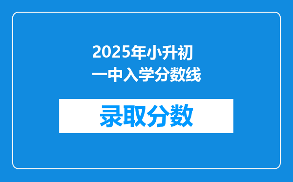 2025年小升初一中入学分数线