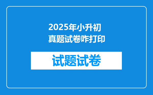 2025年小升初真题试卷咋打印