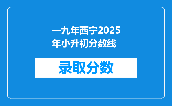 一九年西宁2025年小升初分数线