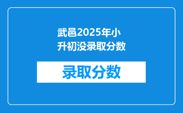 武邑2025年小升初没录取分数