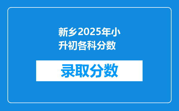 新乡2025年小升初各科分数