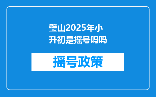 璧山2025年小升初是摇号吗吗