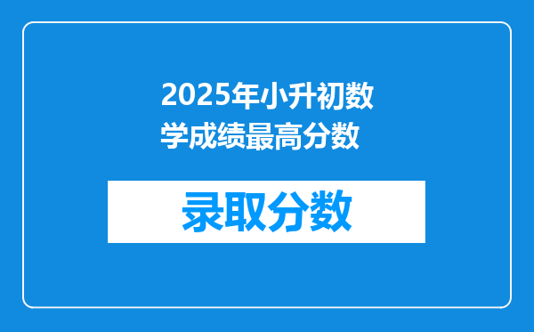 2025年小升初数学成绩最高分数