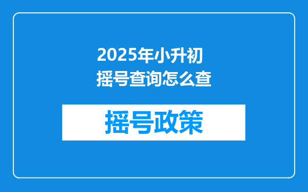 2025年小升初摇号查询怎么查