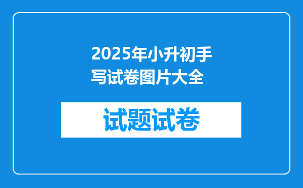 2025年小升初手写试卷图片大全