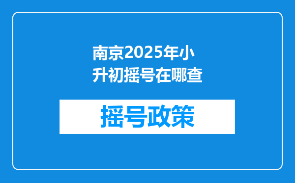 南京2025年小升初摇号在哪查