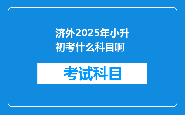 济外2025年小升初考什么科目啊