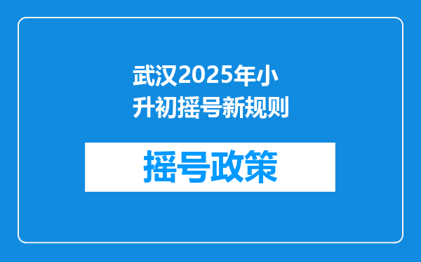 武汉2025年小升初摇号新规则