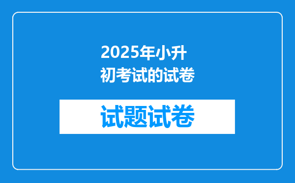 2025年小升初考试的试卷