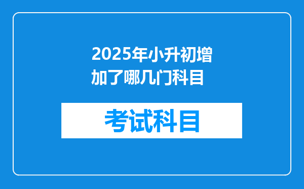 2025年小升初增加了哪几门科目