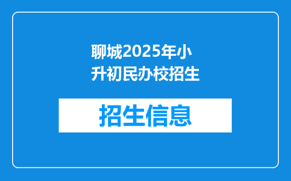 聊城2025年小升初民办校招生