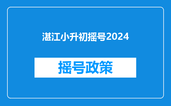 湛江小升初摇号2024