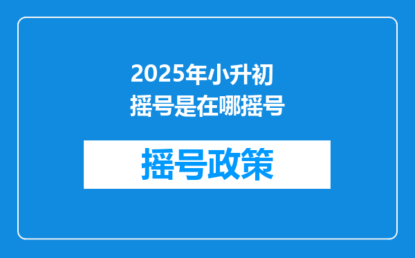 2025年小升初摇号是在哪摇号