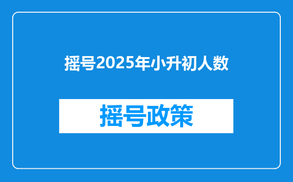 摇号2025年小升初人数