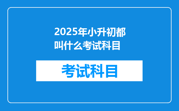 2025年小升初都叫什么考试科目