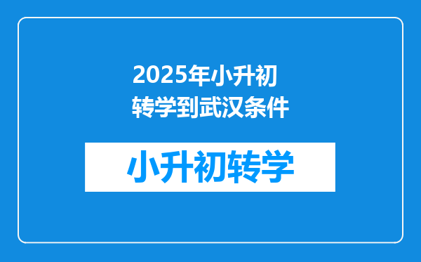 2025年小升初转学到武汉条件