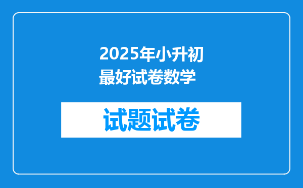 2025年小升初最好试卷数学