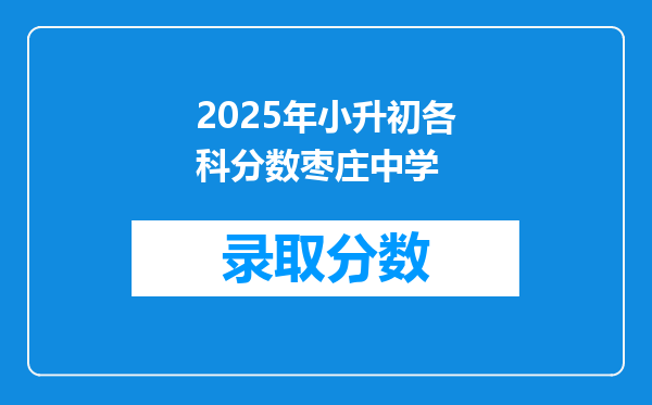 2025年小升初各科分数枣庄中学