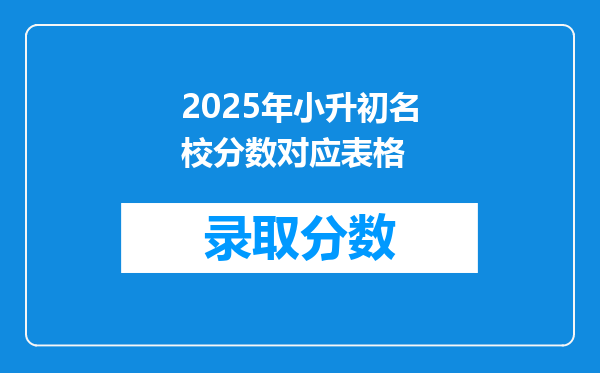 2025年小升初名校分数对应表格