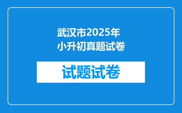 武汉市2025年小升初真题试卷