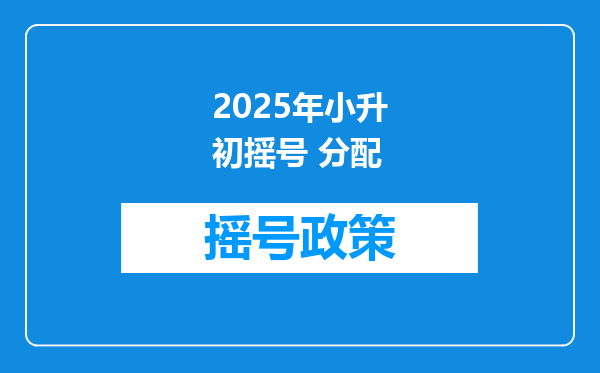 2025年小升初摇号 分配