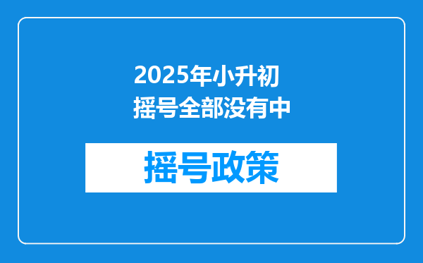 2025年小升初摇号全部没有中