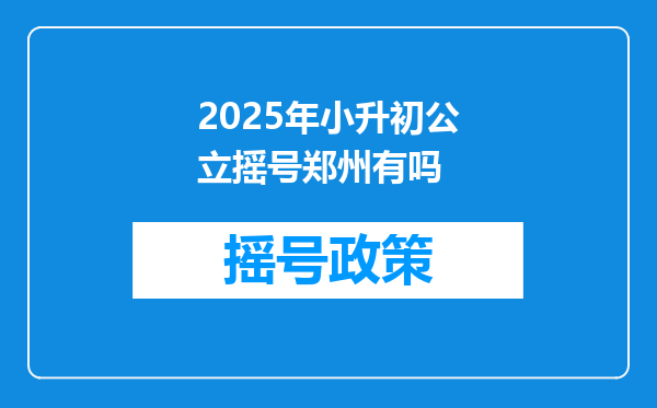 2025年小升初公立摇号郑州有吗