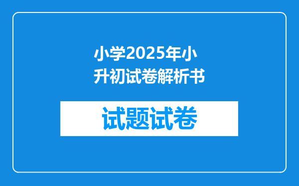 小学2025年小升初试卷解析书