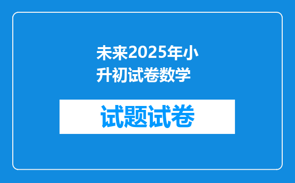 未来2025年小升初试卷数学