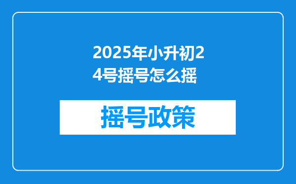 2025年小升初24号摇号怎么摇