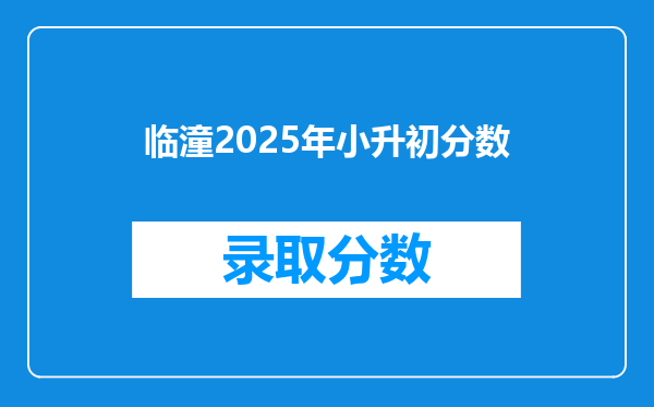 临潼2025年小升初分数