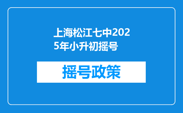 上海松江七中2025年小升初摇号