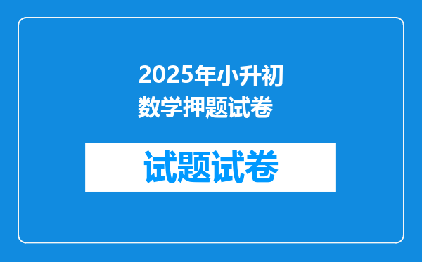 2025年小升初数学押题试卷