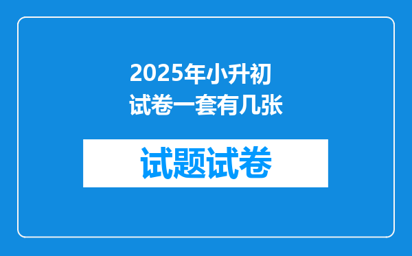 2025年小升初试卷一套有几张