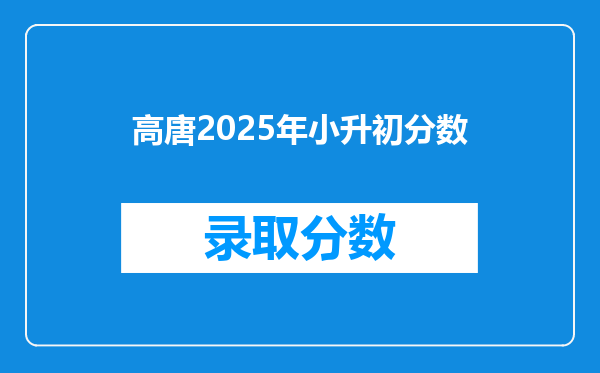 高唐2025年小升初分数