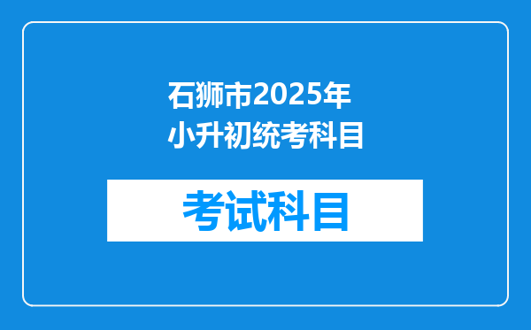 石狮市2025年小升初统考科目