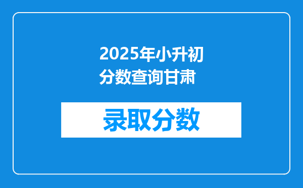 2025年小升初分数查询甘肃