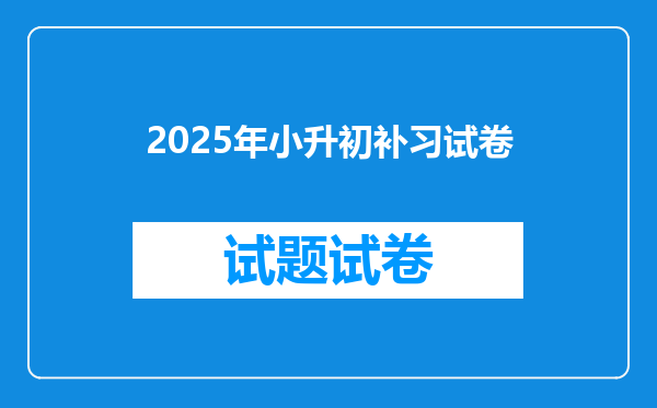 2025年小升初补习试卷