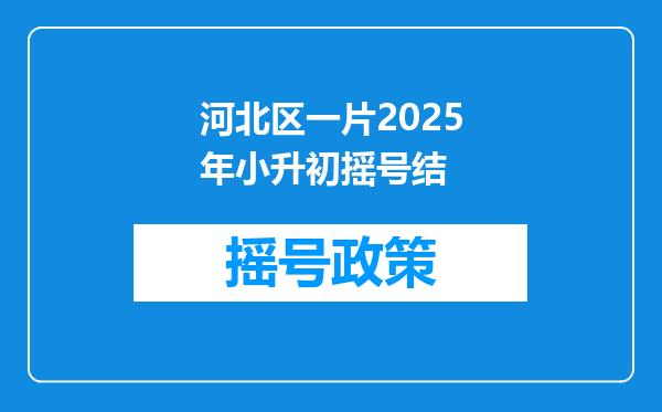 河北区一片2025年小升初摇号结