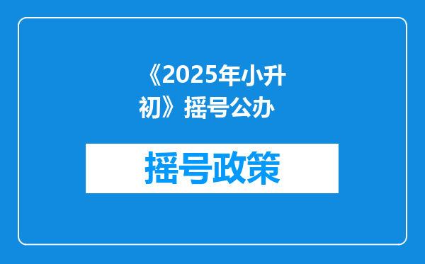 《2025年小升初》摇号公办