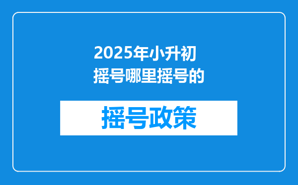 2025年小升初摇号哪里摇号的