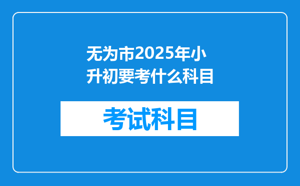 无为市2025年小升初要考什么科目