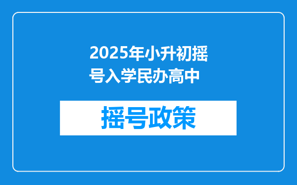 2025年小升初摇号入学民办高中