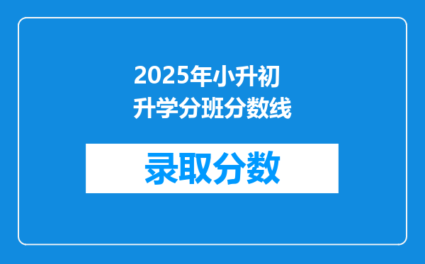 2025年小升初升学分班分数线