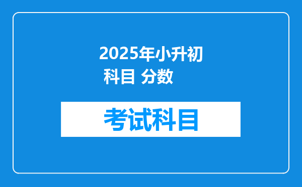 2025年小升初 科目 分数