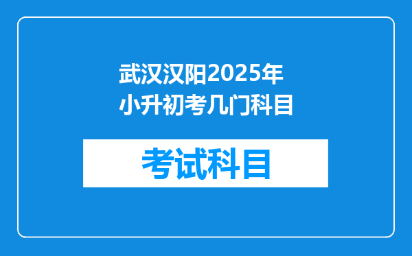 武汉汉阳2025年小升初考几门科目